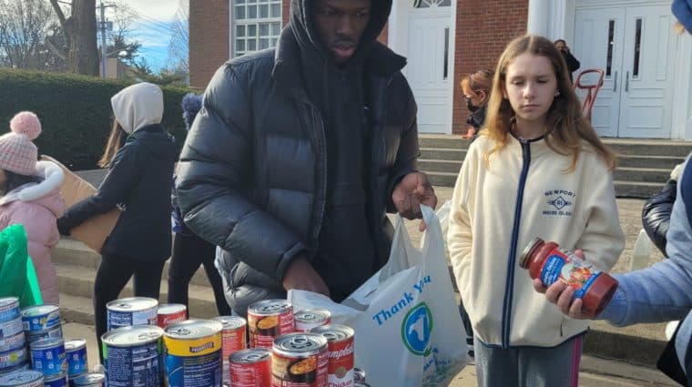 Adelphi Student volunteering at MLK Day of Service