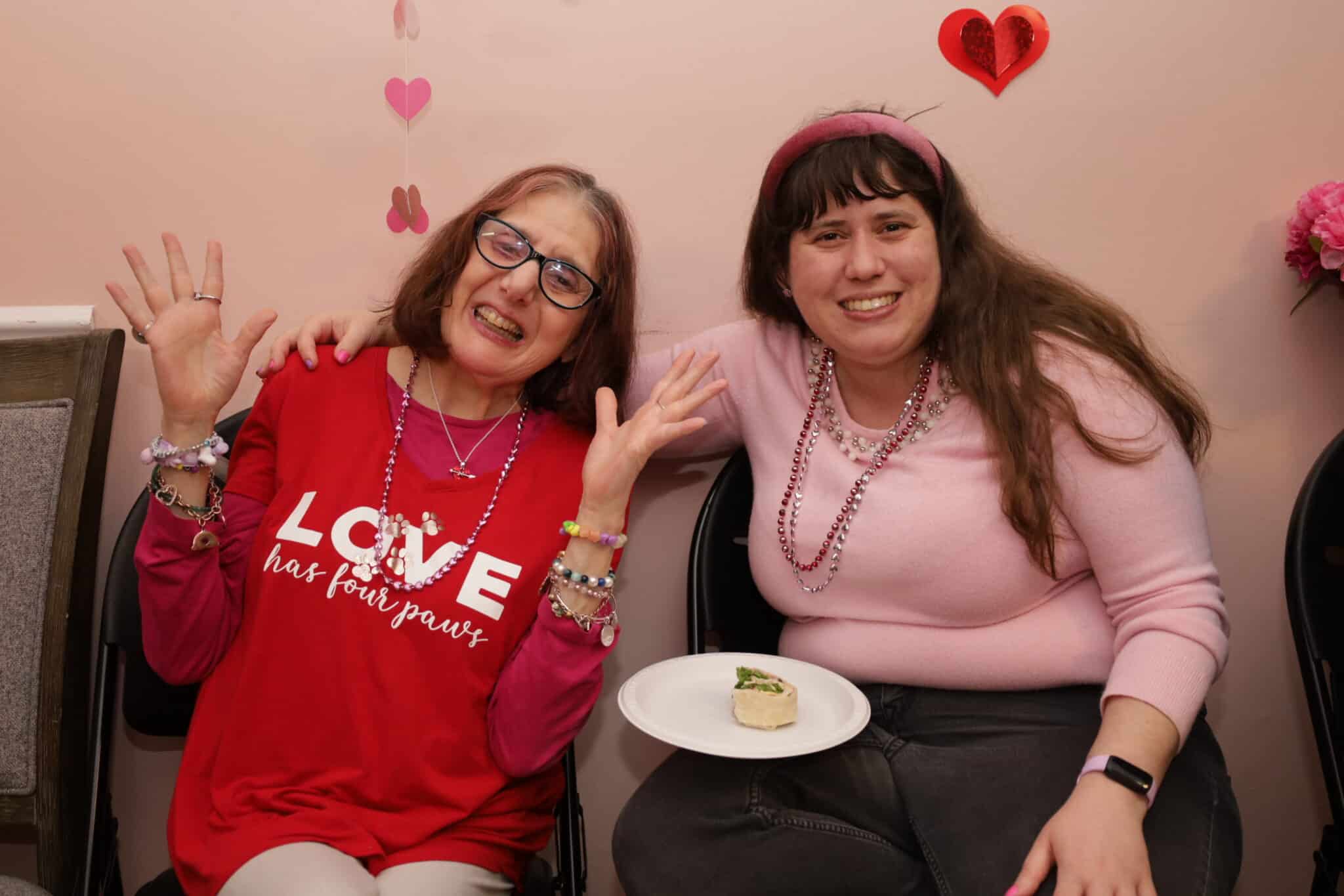 Evers Street residents enjoy the Valentine's Day party.
