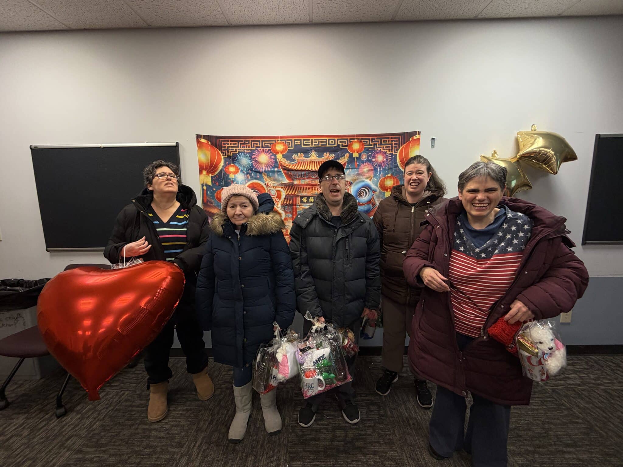 Five people supported with Day Services gathered to celebrate Lunar New Year.