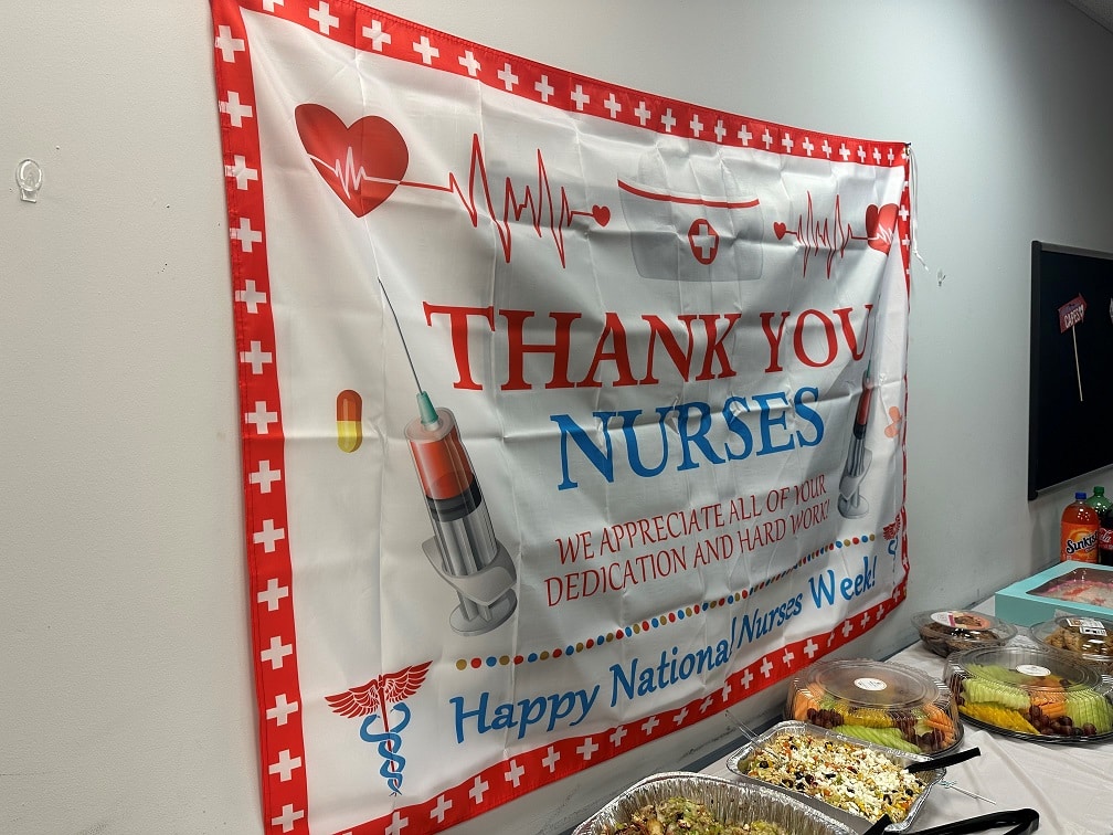 Photo of a sign that reads "Thank You Nurses" for National Nurses Week