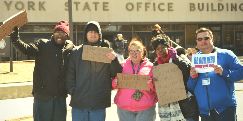 AHRC Nassau self-advocates call out for #bFair2DirectCare, a higher living wage for direct support professionals.