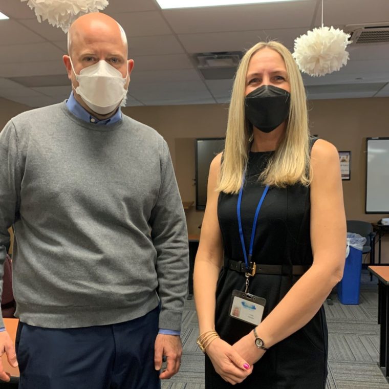 Jason Persan, Assistant Director of Human Resources, and Laura Franzen, Human Resources Manager, ensured that 125 people supported in Nassau County received their vaccination in our Plainview facility.