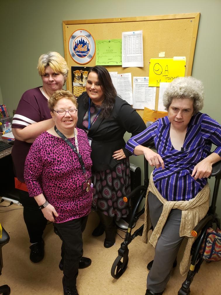 Bridget Sa | AHRC Nassau Bridget with self-advocates Coleen Mackin, Michelle Rudolph and Jessica Campbell.