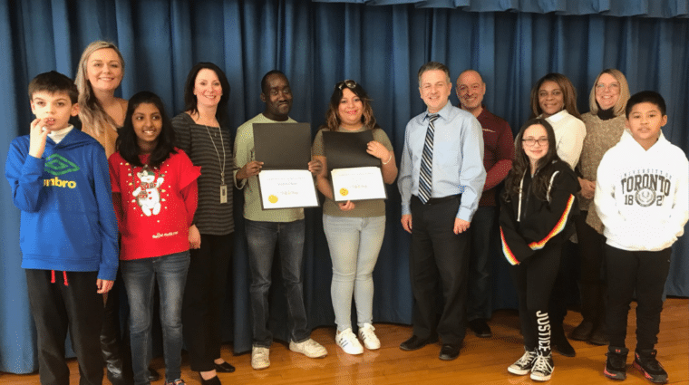 One Stop Gift Shop receives certificates of achievement from Dutch Lane Elementary School in Hicksville