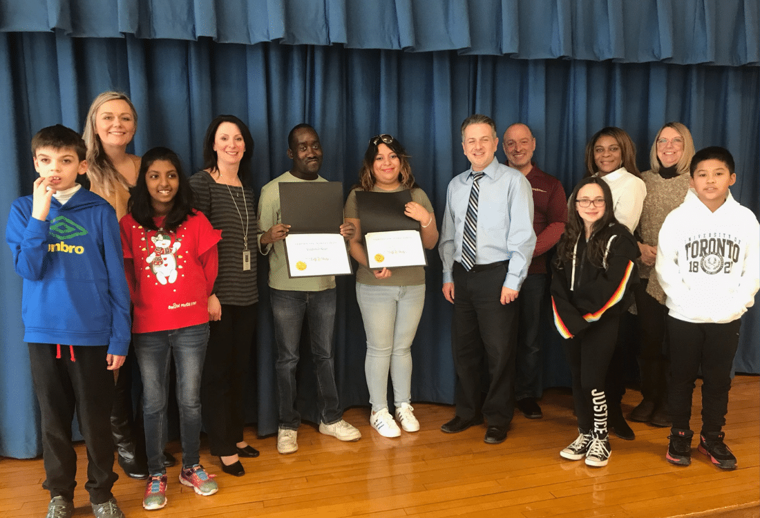 One Stop Gift Shop receives certificates of achievement from Dutch Lane Elementary School in Hicksville