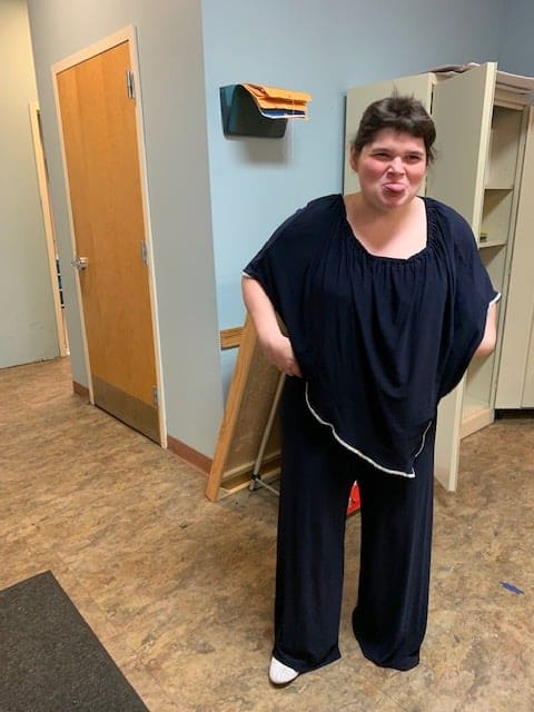Person at the Hicksville hubsite enjoys the Dress for Success event