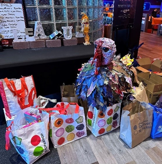 A photo of food donated to combat food insecurity on Long Island