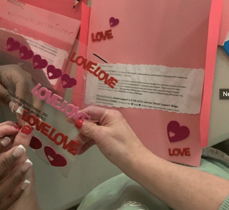 Some of the valentines our Self-Advocates crafted for Government Hochul