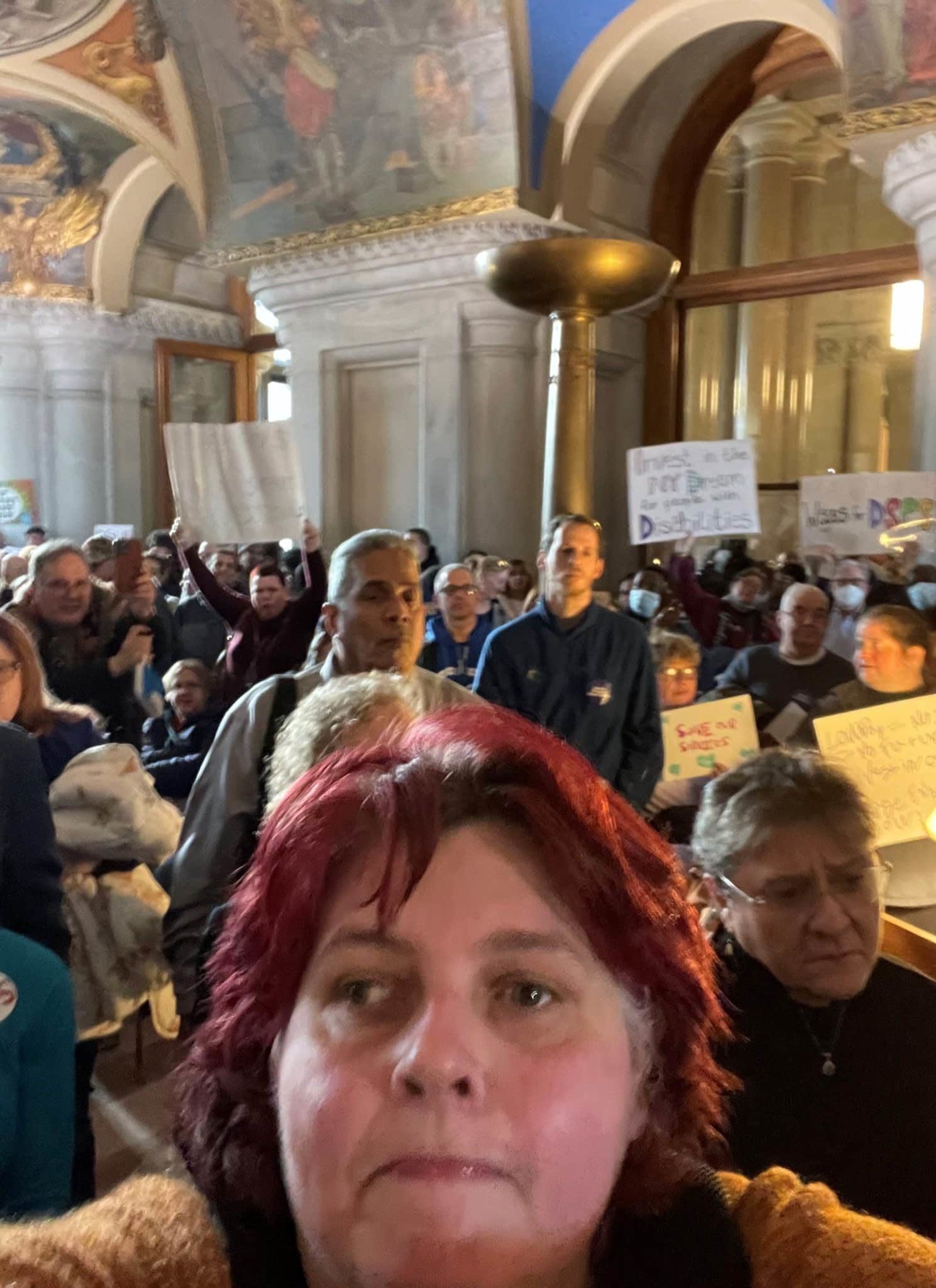 Selfie Taken by Coleen Mackin at the New York State Capitol Rally