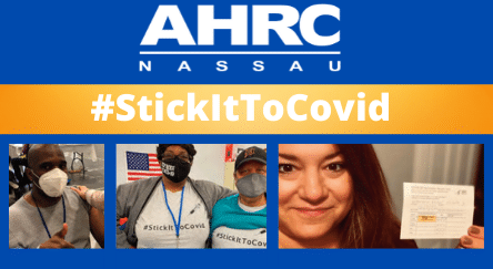 AHRC Nassau #StickItToCovid with images of staff vaccination